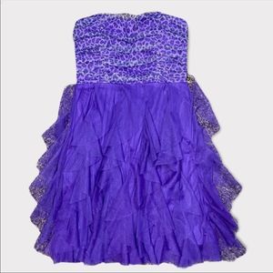 Teeze ME | Strapless Purple Leopard Cocktail Dress